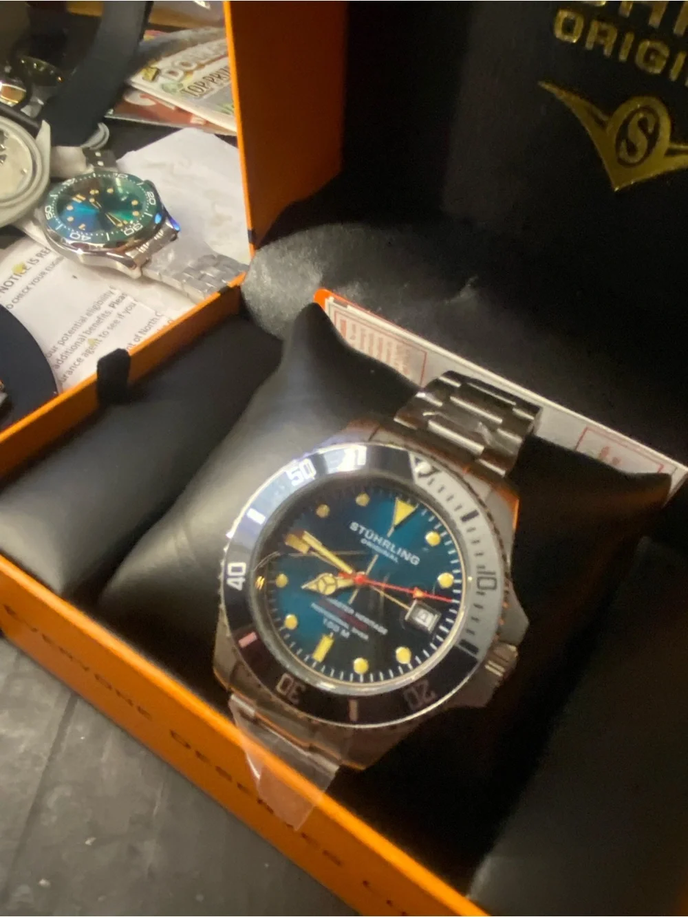 New Stuhrling Original Blue Dial Professional Diver Watch